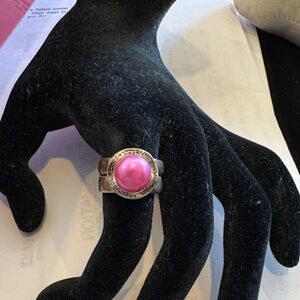 Elegant Pink Stone Silver Ring
